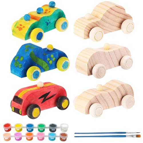 Qaestuan 6 Stücke Teiliges DIY Holzspielzeug Auto, mit 12 Lackfarben und 2 Pinsel, Unvollendete Graffiti Fahrzeuge, Auto Bastelset zum Bemalen, für Jungen und Mädchen ab 3-10 Jahre Qaestuan 6 Stücke Teiliges DIY Holzspielzeug Auto, mit 12 Lackfarben und 2 Pinsel, Unvollendete Graffiti Fahrzeuge, Auto Bastelset zum Bemalen, für Jungen und Mädchen ab 3-10 Jahre von Qaestuan