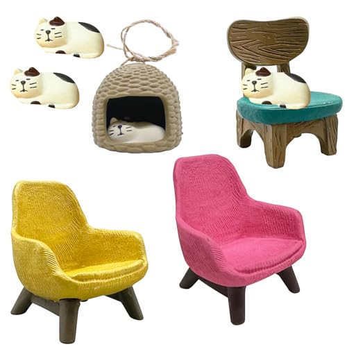Questran 4 Stücke Miniatur-Katzenfiguren, Katzen Figuren Deko Mit Kleinem Sofa, Niedlichen Katzenskulpturen mit Katzennest, Katzenfigur Kunstharz Dekorative, Kätzchen Miniatur Schreibtischzubehör Questran 4 Stücke Miniatur-Katzenfiguren, Katzen Figuren Deko Mit Kleinem Sofa, Niedlichen Katzenskulpturen mit Katzennest, Katzenfigur Kunstharz Dekorative, Kätzchen Miniatur Schreibtischzubehör von Qaestuan
