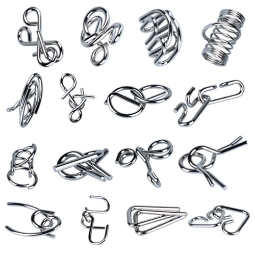 Qanmua 16 Stück Knobelspiele Set, IQ Puzzle Geduldspiele Set 3D Brainteaser Metall Puzzle IQ Spiele Set Geduldspiele für Kinder, IQ Spiele Puzzle Ring Geschenke für Erwachsene Studenten und Kinder Qanmua 16 Stück Knobelspiele Set, IQ Puzzle Geduldspiele Set 3D Brainteaser Metall Puzzle IQ Spiele Set Geduldspiele für Kinder, IQ Spiele Puzzle Ring Geschenke für Erwachsene Studenten und Kinder von Qanmua