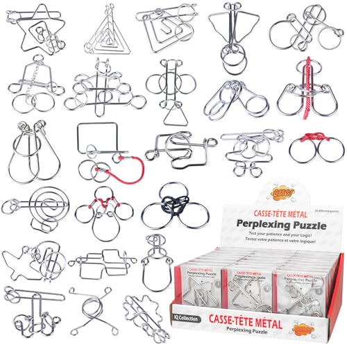 Qanmua 24 Stück Knobelspiele Set, 3D Brainteaser Metall Puzzle IQ Spiele für Kinder und Erwachsene, Geduldspiele Geschenke für Studenten von Qanmua