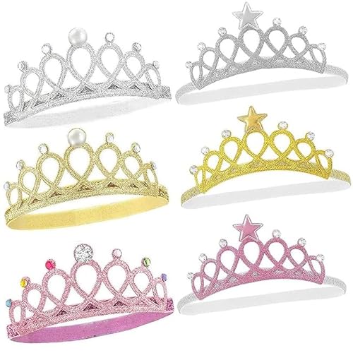 6 Stück Krone Mädchen, Prinzessin Krone Mädchen, Girls' Crown, Sparkling Crown Stirnband, Haarreif mit elastischem Band für Geburtstage Oder Kinderfeste, Europäischer Und Amerikanischer Stil 6 Stück Krone Mädchen, Prinzessin Krone Mädchen, Girls' Crown, Sparkling Crown Stirnband, Haarreif mit elastischem Band für Geburtstage Oder Kinderfeste, Europäischer Und Amerikanischer Stil von Qanye