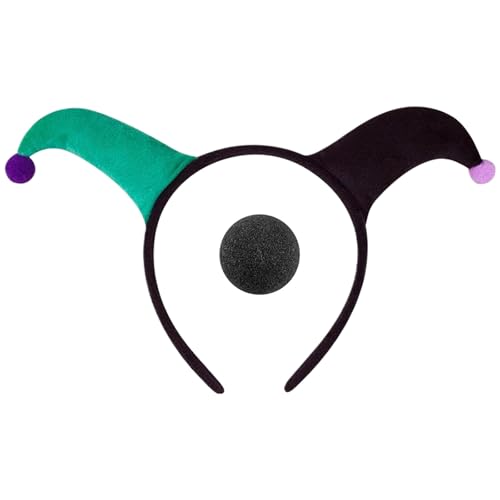 Qaonsciug Clown Stirnband Und Nasenset Lustige Kostümzubehör Auftritte Cosplay Kopfbedeckung Für Halloween Und Partyspaß von Qaonsciug