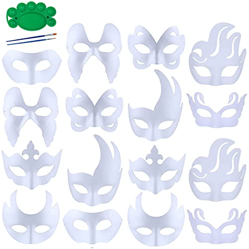 16 Stück DIY weiße Masken, Papier-Cosplay, unlackiert, für Halloween, Weihnachten, Karneval, Party von Qavctw