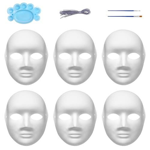 Qavctw 6 Stück weibliche Masken aus Pappmaché, Papiermasken zum Basteln, blanko Masken zum Dekorieren, DIY-Masken, bemalbare Masken, Verkleidungsmasken für Maskerade, Halloween, Cosplay, Kostüm, Qavctw 6 Stück weibliche Masken aus Pappmaché, Papiermasken zum Basteln, blanko Masken zum Dekorieren, DIY-Masken, bemalbare Masken, Verkleidungsmasken für Maskerade, Halloween, Cosplay, Kostüm, von Qavctw
