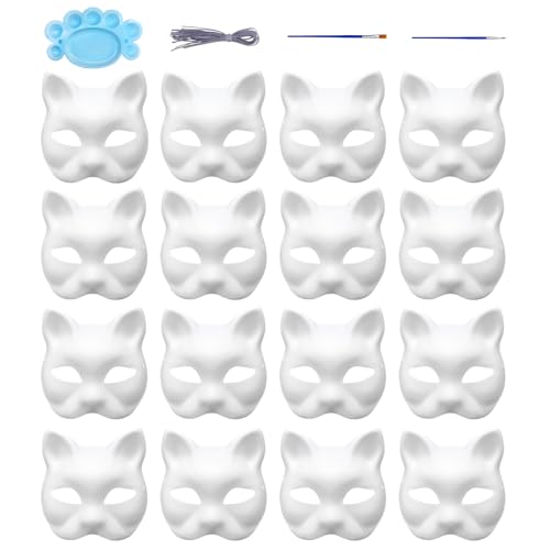 Qavctw Katzenmaske, Therian-Masken, blanko, zum Dekorieren von Papiermasken zum Basteln, DIY-Masken, bemalbare Masken, Verkleidungsmasken für Maskerade, Halloween, Cosplay, Kostüm, Partygeschenke, 16 Qavctw Katzenmaske, Therian-Masken, blanko, zum Dekorieren von Papiermasken zum Basteln, DIY-Masken, bemalbare Masken, Verkleidungsmasken für Maskerade, Halloween, Cosplay, Kostüm, Partygeschenke, 16 von Qavctw