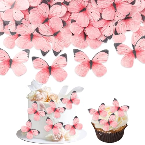 50 x Schmetterlingskuchenaufsätze, rosa Schmetterlinge, Cupcake-Topper für Hochzeit, Babyparty, Geburtstag, Kuchendekorationen 50 x Schmetterlingskuchenaufsätze, rosa Schmetterlinge, Cupcake-Topper für Hochzeit, Babyparty, Geburtstag, Kuchendekorationen von Qaziuy