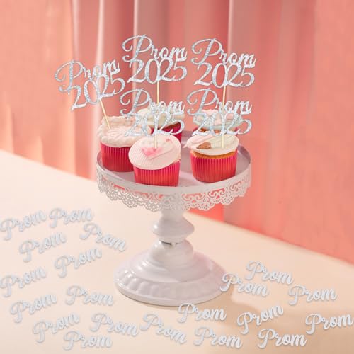 Abschlussball-Dekorationen 2025, 24 Stück Abschlussball-Cupcake-Topper und 100 Stück Tisch-Konfetti, Abschlussball, Klasse 2025, Cupcake-Picker, Glitzer, Silber, Streusel, Tischdekorationen für Abschlussball-Dekorationen 2025, 24 Stück Abschlussball-Cupcake-Topper und 100 Stück Tisch-Konfetti, Abschlussball, Klasse 2025, Cupcake-Picker, Glitzer, Silber, Streusel, Tischdekorationen für von Qaziuy