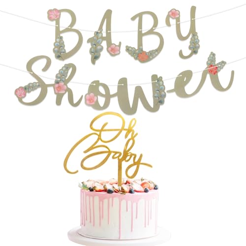Babyparty-Dekorationen, Babyparty, Buchstaben-Banner, Oh Baby-Kuchenaufsatz, goldfarben, Acryl, Babyparty, Kuchendekoration, Baby-Wimpelkette, Banner für Jungen und Mädchen, Partyzubehör Babyparty-Dekorationen, Babyparty, Buchstaben-Banner, Oh Baby-Kuchenaufsatz, goldfarben, Acryl, Babyparty, Kuchendekoration, Baby-Wimpelkette, Banner für Jungen und Mädchen, Partyzubehör von Qaziuy