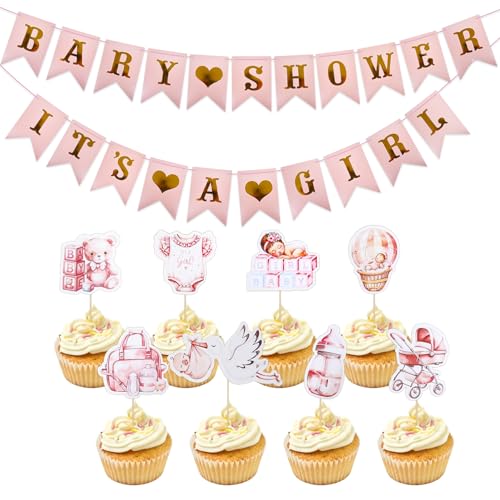 Babyparty-Dekorationen für Mädchen, It's a Girl, Wimpelkette, Banner, Babyparty, Mädchen, Cupcake-Topper, Babyparty-Dekorationen für Babyparty, Geschlechtsoffenbarung, Party, Geburtstagszubehör Babyparty-Dekorationen für Mädchen, It's a Girl, Wimpelkette, Banner, Babyparty, Mädchen, Cupcake-Topper, Babyparty-Dekorationen für Babyparty, Geschlechtsoffenbarung, Party, Geburtstagszubehör von Qaziuy