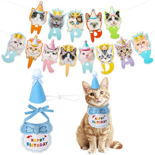 Katze Geburtstag Dekorationen, Katze Happy Birthday Banner Niedliche Katze Geburtstag Hut Schal Set Cartoon Kätzchen Gesicht Banner Kätzchen Geburtstag Party Supplies Katze Geburtstag Dekorationen, Katze Happy Birthday Banner Niedliche Katze Geburtstag Hut Schal Set Cartoon Kätzchen Gesicht Banner Kätzchen Geburtstag Party Supplies von Qaziuy