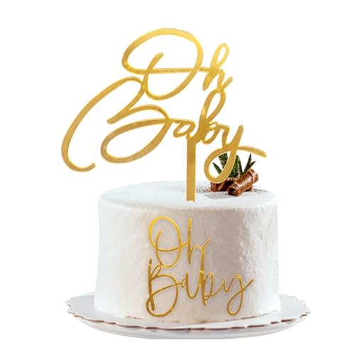 Oh Baby-Kuchenaufsatz, 2 Stück, Babyparty-Kuchenaufsätze, Acryl, goldfarben, für Jungen und Mädchen, Geburtstag, Babyparty, Kuchendekoration Oh Baby-Kuchenaufsatz, 2 Stück, Babyparty-Kuchenaufsätze, Acryl, goldfarben, für Jungen und Mädchen, Geburtstag, Babyparty, Kuchendekoration von Qaziuy
