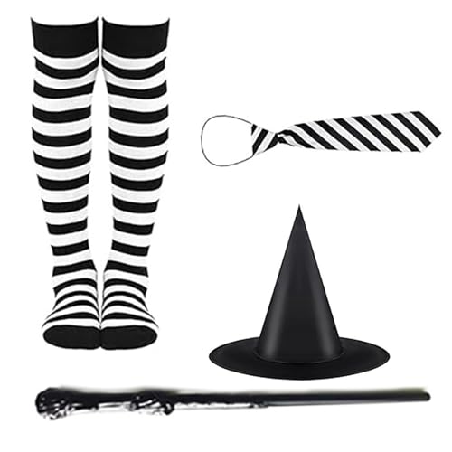 Hexenkostümzubehör Für Kid Halloween Hexe Dress Up Kostüm Einschließlich Hexenhut Rock Strumpfhalle Zauberstab Witch Zauberstab Und von Qcbuegof