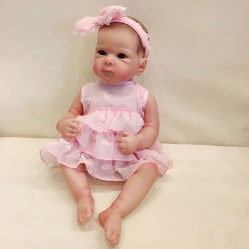 Qcbuegof 19inch Neugeborene Mädchen Babypuppen In Vinyls Perfekt Für Eltern Kind Interaktion 19inch Kinderfreundlicher Realistischer Mädchen Neugeborene Babypuppen Babykleidung Für Neugeborene Puppen von Qcbuegof