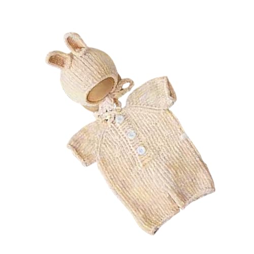 Qcbuegof 2pcs Neugeborene Tierkostümfotografie Outfit Weiche Stoff Stoff Strampler Und Passender Für Baby Fotoshootings Kaninchenkostüm Für Baby von Qcbuegof