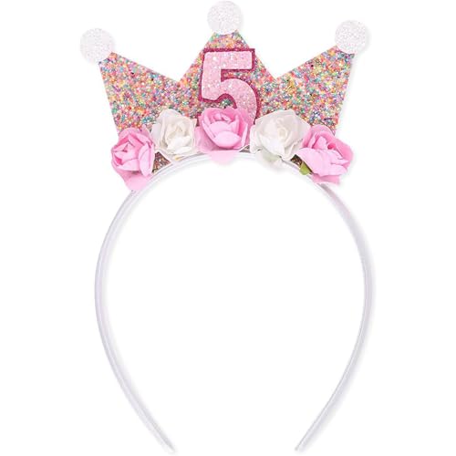 Qcbuegof Crown Geburtstag Kopfbedeckung Für 2/3/4/5 Jahre Baby Geburtstag Haarbänder Auffällige Blumenkopfbedecke Babykrone von Qcbuegof