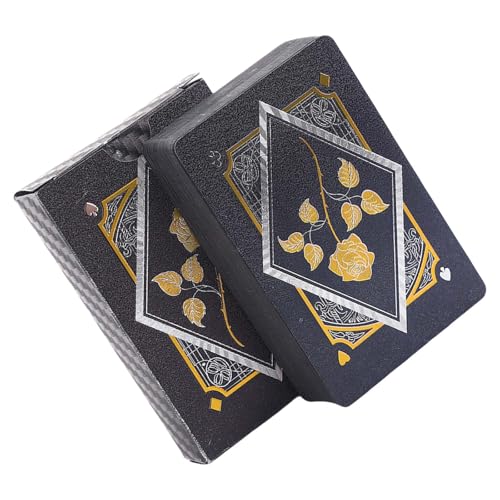 Qcbuegof Elegant Black Gold Square Musted Playing Cards PVC Pokerkarten Für Party Und Sammeln Von Unterhaltungspoker Für Erwachsene Collector Card Deck von Qcbuegof