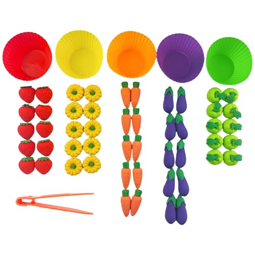Qcbuegof Entwickeln Sie Die Kognitiven Fähigkeiten Ihres Kindes Mit Diesem Ansprechenden Obst Und Gemüsespielzeug Für Lernspielzeug Für Lernspielzeug Für Die Frühe Bildung Zu Sehen von Qcbuegof