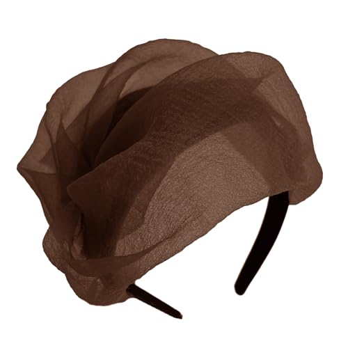 Qcbuegof Fascinator, französische Krepp-Rüschen, halbe Kappen, 1920er-Jahre-Fascinator, Haarband, für Damen, formelle Party-Requisiten, Teaparty-Zubehör Qcbuegof Fascinator, französische Krepp-Rüschen, halbe Kappen, 1920er-Jahre-Fascinator, Haarband, für Damen, formelle Party-Requisiten, Teaparty-Zubehör von Qcbuegof