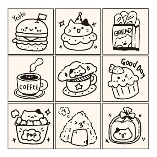 Qcbuegof Holzmarken Set Von 9 Für Kinder Und Handwerksliebhaber Scrapbooking Briefmarken Kindermarken Set Cartoon Kätzchen Hunde Holz Cartoon Stempel von Qcbuegof