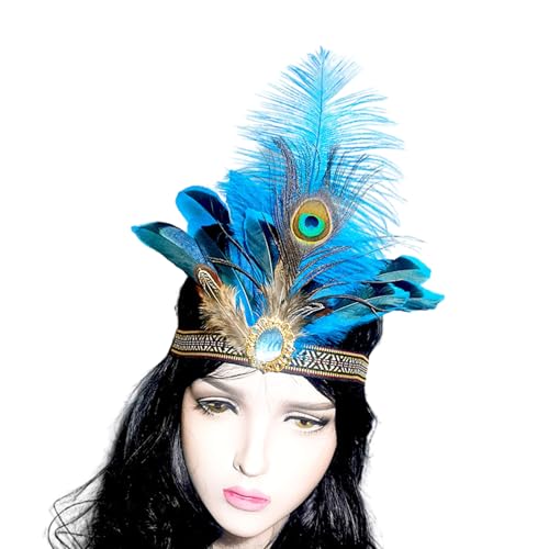 Qcbuegof Indisches gefiedertes Haarband, Festival, Kostüm, Requisiten, Stirnband, Flapper, Kopfschmuck, Karneval, Party, Feier, Requisiten, Kopfbedeckung, besondere Anlässe, Haarspange Qcbuegof Indisches gefiedertes Haarband, Festival, Kostüm, Requisiten, Stirnband, Flapper, Kopfschmuck, Karneval, Party, Feier, Requisiten, Kopfbedeckung, besondere Anlässe, Haarspange von Qcbuegof