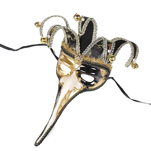 Qcbuegof Maskerade Halbgesicht Halloween Long Nase Eyemask Masquerade Kostümgreifung Für Frauen Männer Halloween Cosplay Partys Handgefertigt von Qcbuegof