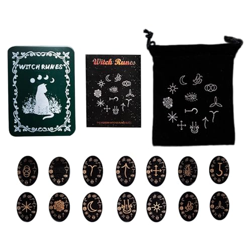 Qcbuegof Nordische Handgefertigte Holzschnittsteine ​​mit Aufbewahrungstasche Family Brettspiel Requisiten Gottes Handgefertigte Holzspiel Hexen Runen Steine ​​Set Set von Qcbuegof