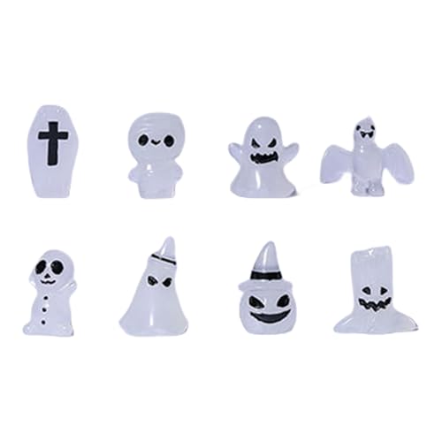 Qcbuegof Packung Von 8 Eindringlichen Szene Miniatur Ornament Noctilucent Halloween Harzfiguren Für Puppenhaus Und Partydekorationen Gruseliges von Qcbuegof