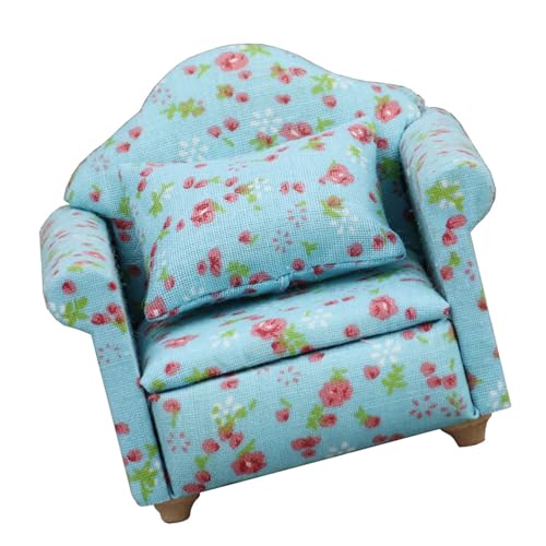 Qcbuegof Schlafzimmer Single Sofa Blumensofa Miniaturmöbel Modell Dollhouses Couch Accessoire Realistische Spielset 1:12 Sofa Modell Modern von Qcbuegof