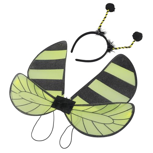 Qcbuegof Schmetterlingsflügel-Bienen-Kostüm-Set mit Stirnband, Bienen-Haarband, Flügel-Kostüm, Zubehör mit Schmetterling für Kinder Qcbuegof Schmetterlingsflügel-Bienen-Kostüm-Set mit Stirnband, Bienen-Haarband, Flügel-Kostüm, Zubehör mit Schmetterling für Kinder von Qcbuegof