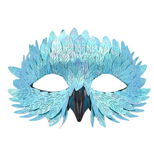 Qcbuegof Tierhalbes Gesicht, Halloween-Maskerade, Party, Rollenspiel, Vogelschnabel, gefiedert, Rollenspiel, Halloween-Party, Maskerade, Vogelschnabel von Qcbuegof