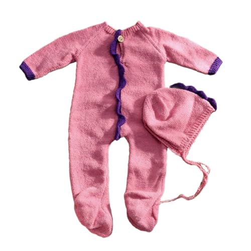 Qcbuegof Unisex Neugeborene Dinosaurier Strick Outfit Für Erste Foto Bequeme Und Stilvolle Baby Strick Strampler Langarm Mit Unisex Baby Fotoshooting Kleidung von Qcbuegof