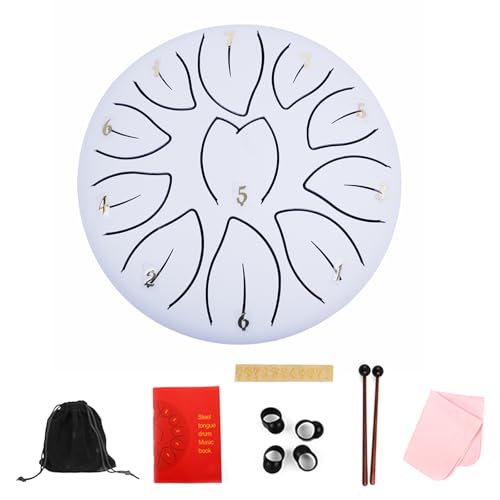 Steel Tundam 11 Noten Ether Drum Kleine Metall Hand Pandorum Percussion Musikinstrument mit Drumsticks von Qcbuegof