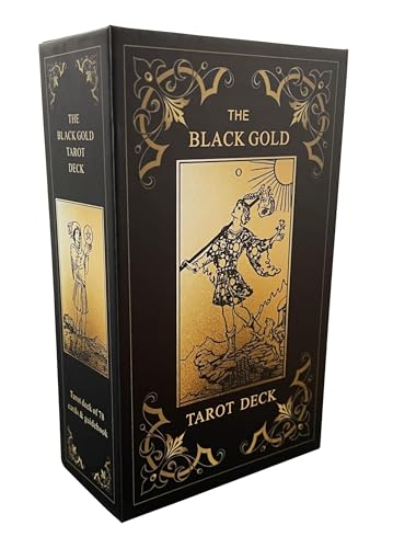 Qcsdckot Schwarz Gold Tarotkarten Set, Tarotkarten für Anfänger mit Bedeutungen auf ihnen, Tarotkarten Deck mit Guide Book, Gold Vergoldete Kanten Qcsdckot Schwarz Gold Tarotkarten Set, Tarotkarten für Anfänger mit Bedeutungen auf ihnen, Tarotkarten Deck mit Guide Book, Gold Vergoldete Kanten von Qcsdckot