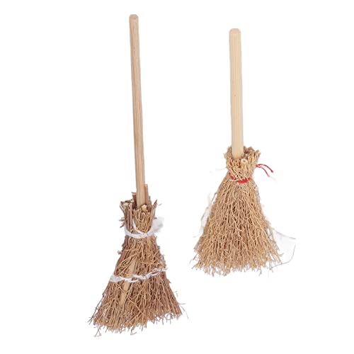 Dekorationen/Anhänger Besen 14 cm 10 cm Halloween Stroh Handwerk für Cosplay Schule Party Dekorative Mini Hexe von Qcwwy