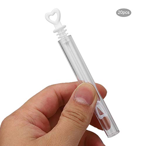 Qcwwy 20pcs Röhrchen Bubble Seifenflaschen Langlebig Plastikmaterial für Kinderspielzeugparty -Dekoration Geburtstag Herz weiß (Ich Liebe Weiß) von Qcwwy