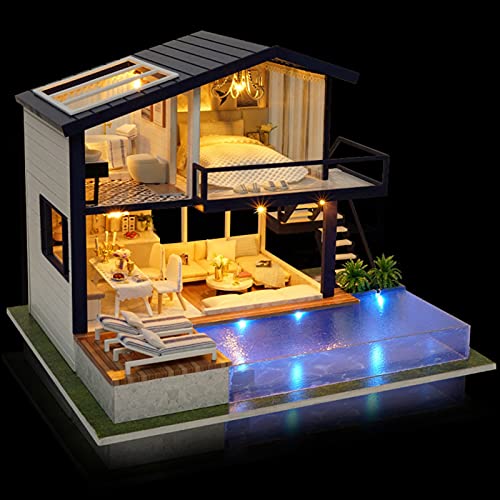 Qcwwy 3D -Puzzlehaus Holz DIY Miniatur House Kit 3D Montage Dekoratives Puzzle Handwerk Origination Zum Dekorieren von Häusern Schlafzimmer Festivals (Zeitwohnung) von Qcwwy
