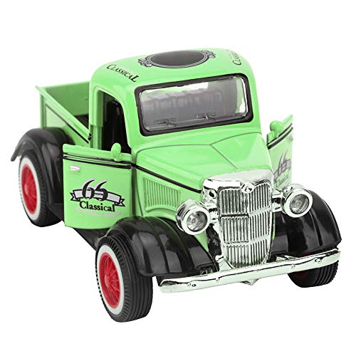 Qcwwy Classic Toys Legierungs-Druckguss-klassischer Vintage-Pickup-Truck, Zurückziehbare Fahrzeuge mit Sound- und Lichttüren, zu öffnendes Sammlerauto-Spielzeug für, von Qcwwy