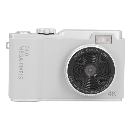 Digitalkamera, 1080P, Automatischer Weißabgleich, Kompaktkamera, Wiederaufladbar, 16-facher Digitalzoom für Reisen (White) von Qcwwy