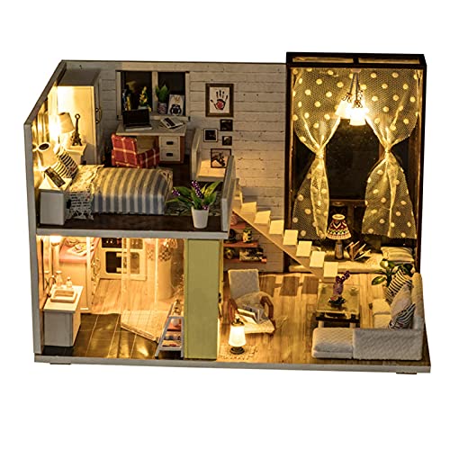 Qcwwy Einfacher Stilpuppenkit Süßes Mini Doll House Assembly Spielzeugmodelle für Koordination Holzhausmantel für 14 Jahre + von Qcwwy