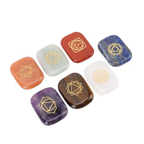 Qcwwy Gravaved Rune Set 7pcs Kristall Runenstein Set Gravierte Gold Runen -Symbole für Anfänger Yoga Meditation Andere Sammlerstücke von Qcwwy