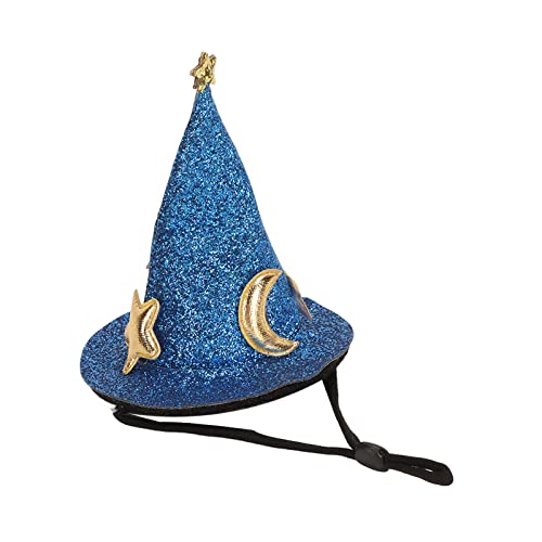 Qcwwy Hamster Hat, Mini Small Tier Hat Lizard Halloween Witch mit Verstellbarem Gürtel für Bärtigen Drachen -Meerschweinchen Igel Chinchilla Ferret, Premium-Material, Best Pet (BLUE) von Qcwwy