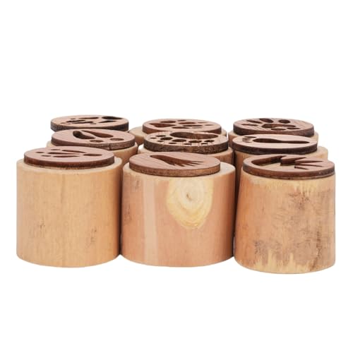 Qcwwy Holzstempel mit Schachtel 9pcs Runde Holzpfotenstempel Set, Holzstempel Zum Dekorieren von Kartenpapier Journals Planer Dekorative Wälder Tierstempel von Qcwwy