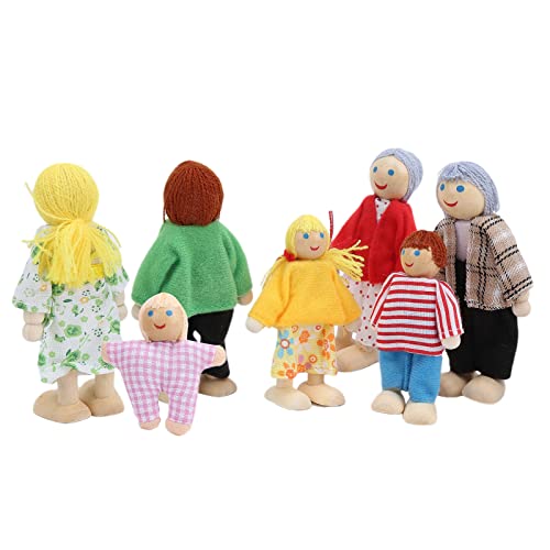 Qcwwy Niedliche Familienpuppenhaus-Accessoire Pine Miniature People Toy Set, für Rollenspiele, die für 1-7-Jährige, Umfasst 7 Puppen (Puppe 7) von Qcwwy