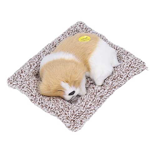 Qcwwy Niedliches Realistisches Schlafendes Hundespielzeug mit Sound, Perfektes -, Geburtstags (Erdiger weißer Block schlafender Hund) von Qcwwy