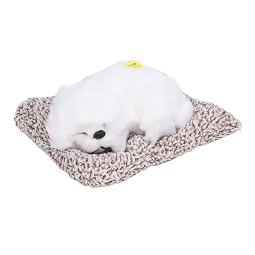 Qcwwy Niedliches Realistisches Schlafendes Hundespielzeug mit Sound, Perfektes -, Geburtstags (weißer Pekingese) von Qcwwy