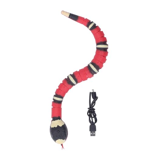 Qcwwy Realistisches Elektrisches Schlangenspielzeug mit Automatischer Hindernisvermeidung, Blinkenden Lichtern für und Haustiere, S-förmiges Krabbeln mit Einziehbarer Zunge von Qcwwy