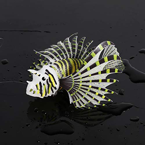 Qcwwy Simulation Lion Fisch Leuchtet Aquarium Fischtankdekor für Unterwasserszene Lebendiges Blaues Silikon für Fischtankdekoration (Black) von Qcwwy