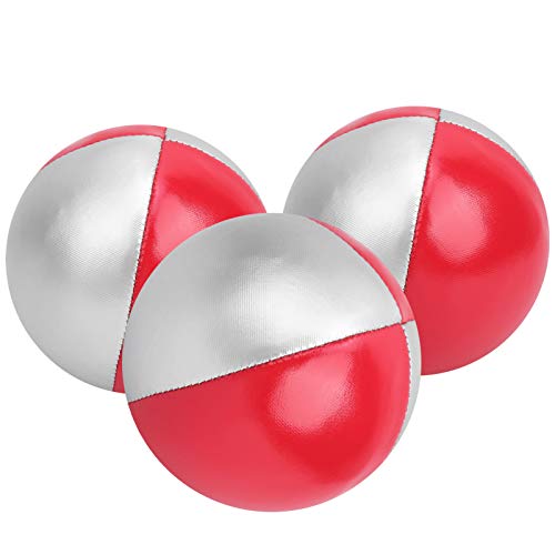 Qcwwy Smooth Pu Jonglier Ball Set Langlebiger Jonglier Toss Ball für Professionelle Auftritte und Freizeitunterhaltung 3PCs (rot/Silber) von Qcwwy