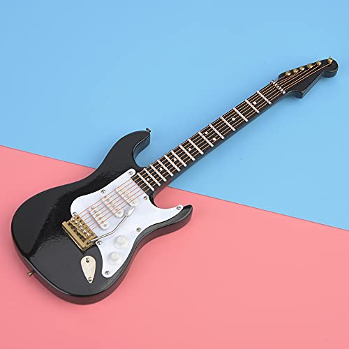 Qcwwy Zarte 18 cm Hölzerne Miniatur -Gitarrenmodell Ornament Ständer 4 Farben für Home Office Art Lover Musikliebhaber Basswood Langable Box (Black) von Qcwwy