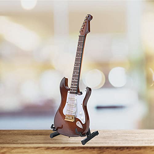 Qcwwy Zarte 18 cm Hölzerne Miniatur -Gitarrenmodell Ornament Ständer 4 Farben für Home Office Art Lover Musikliebhaber Basswood Langable Box (Weißes Café) von Qcwwy